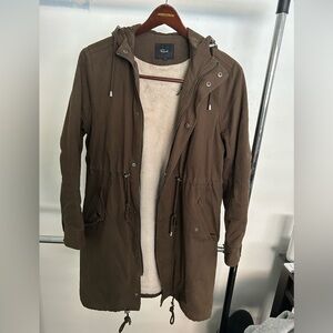 RAILS Jacket / Coat - fur lined, cinched waist, hood, long